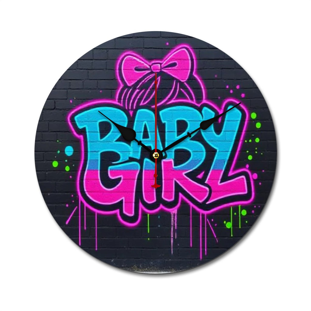 Wooden baby girl clock